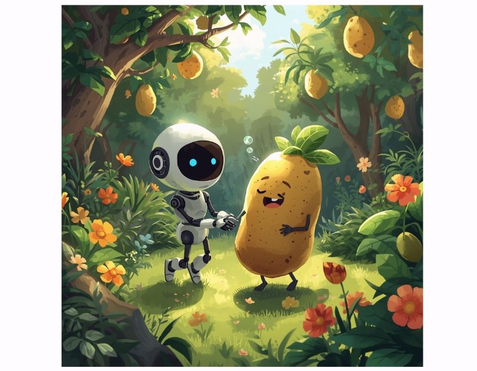 AIとじゃがいもが仲良くしている