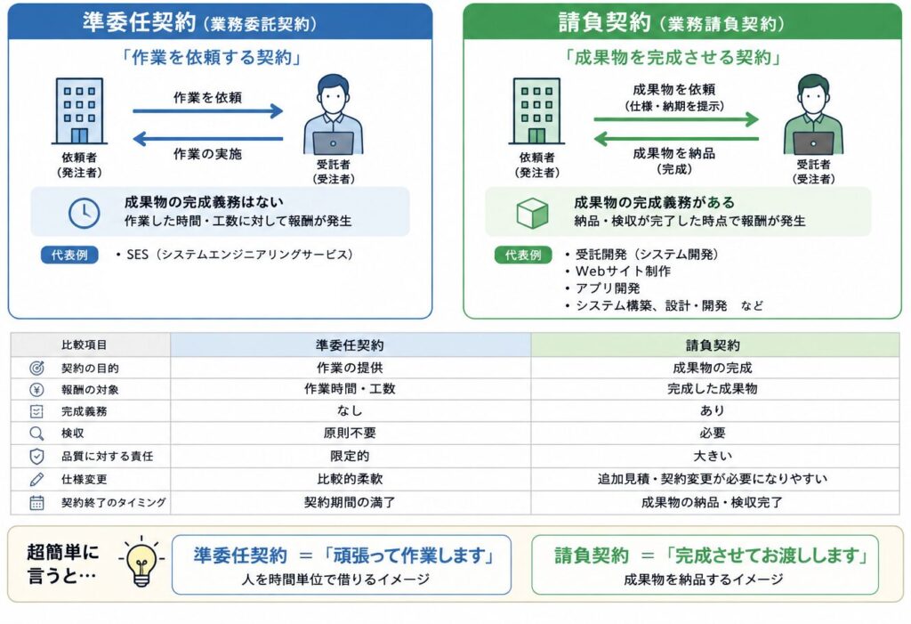 請負契約と準委任契約の違い